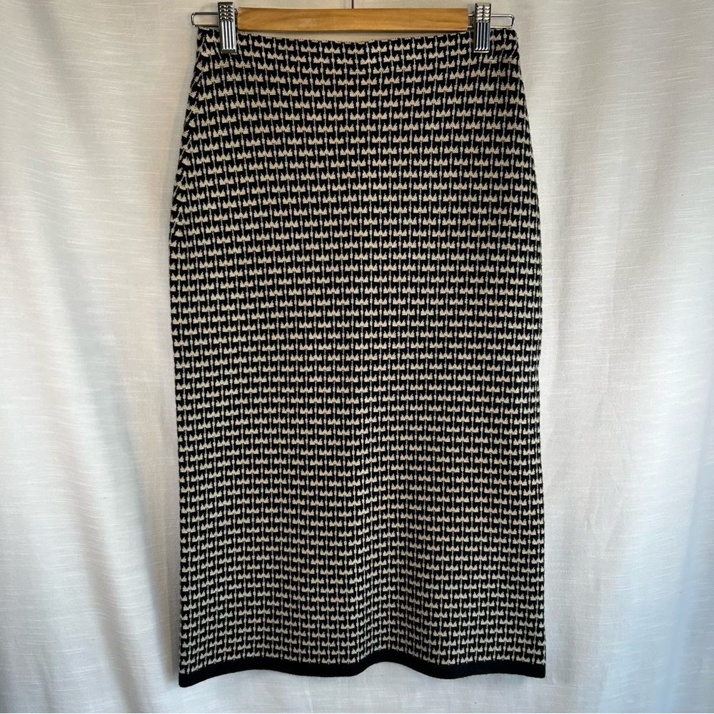 Max Studio London Ribbed Pencil Sweater Skirt Black And Bone Sz S